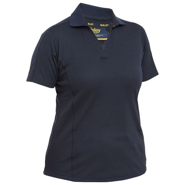 Bisley Womens Short Sleeve Button Free V Neck Polo (BKL1202) - Ace Workwear