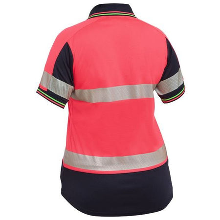 Bisley Womens Short Sleeve Taped Two Tone Hi Vis V-Neck Polo (BKL1225T) - Ace Workwear