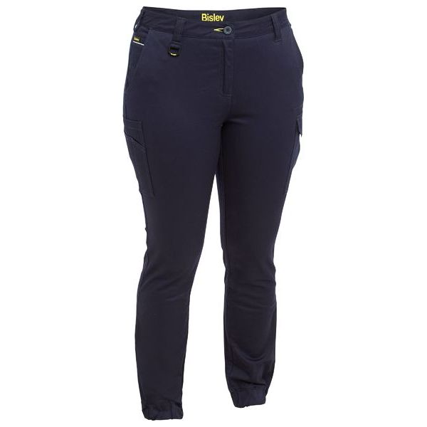 Bisley Womens Stretch Mid-Rise Cotton Cargo Cuffed Pants (BPL6028) - Ace Workwear