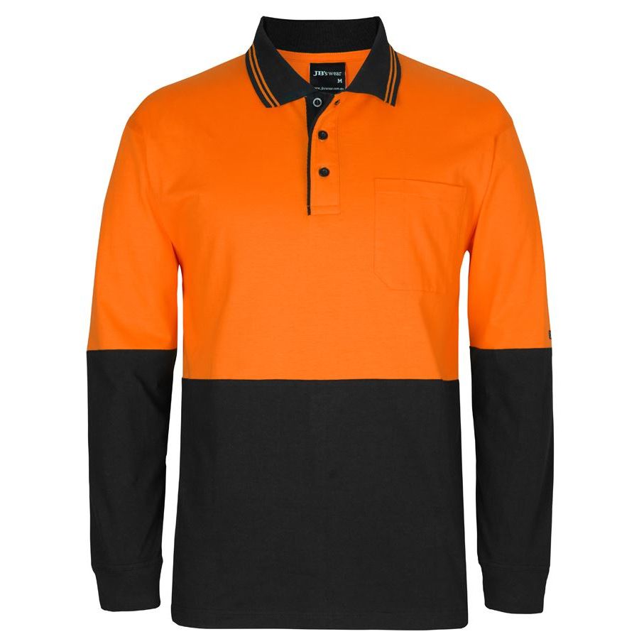 JB's Hi Vis Long Sleeve Cotton Polo (6CPHL) - Ace Workwear