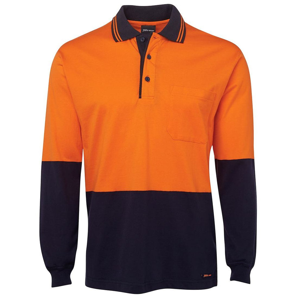 JB's Hi Vis Long Sleeve Cotton Polo (6CPHL) - Ace Workwear