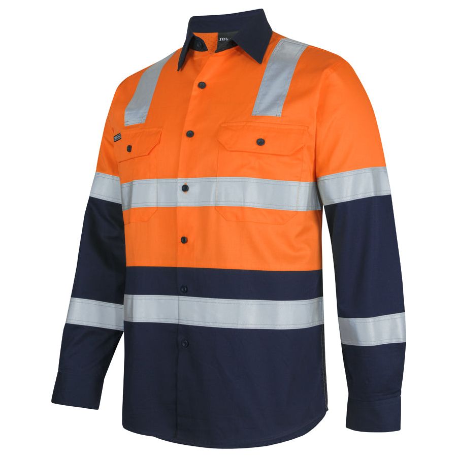 JB's Hi Vis (D+N) L/S 150G Level 3 Work Shirt (6DNW3) - Ace Workwear