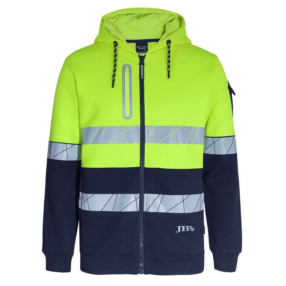 JB's 450GSM Hi Vis Full Zip Hoodie With Fragmented Tape (6DPFZ) - Ace Workwear