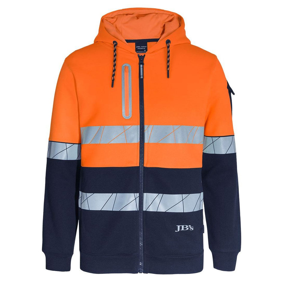 JB's 450GSM Hi Vis Full Zip Hoodie With Fragmented Tape (6DPFZ) - Ace Workwear