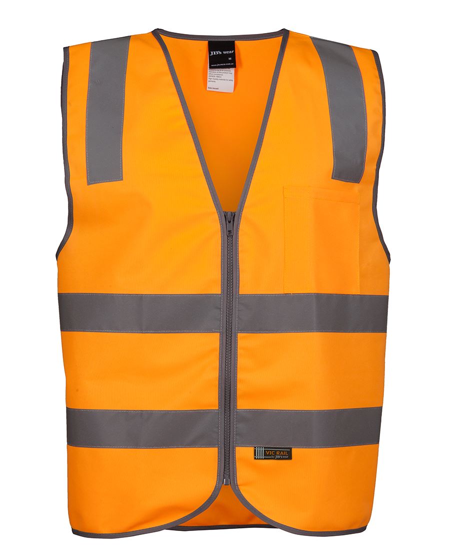 JB's Vic Rail Day & Night Zip Safety Vest (6DVSV) - Ace Workwear