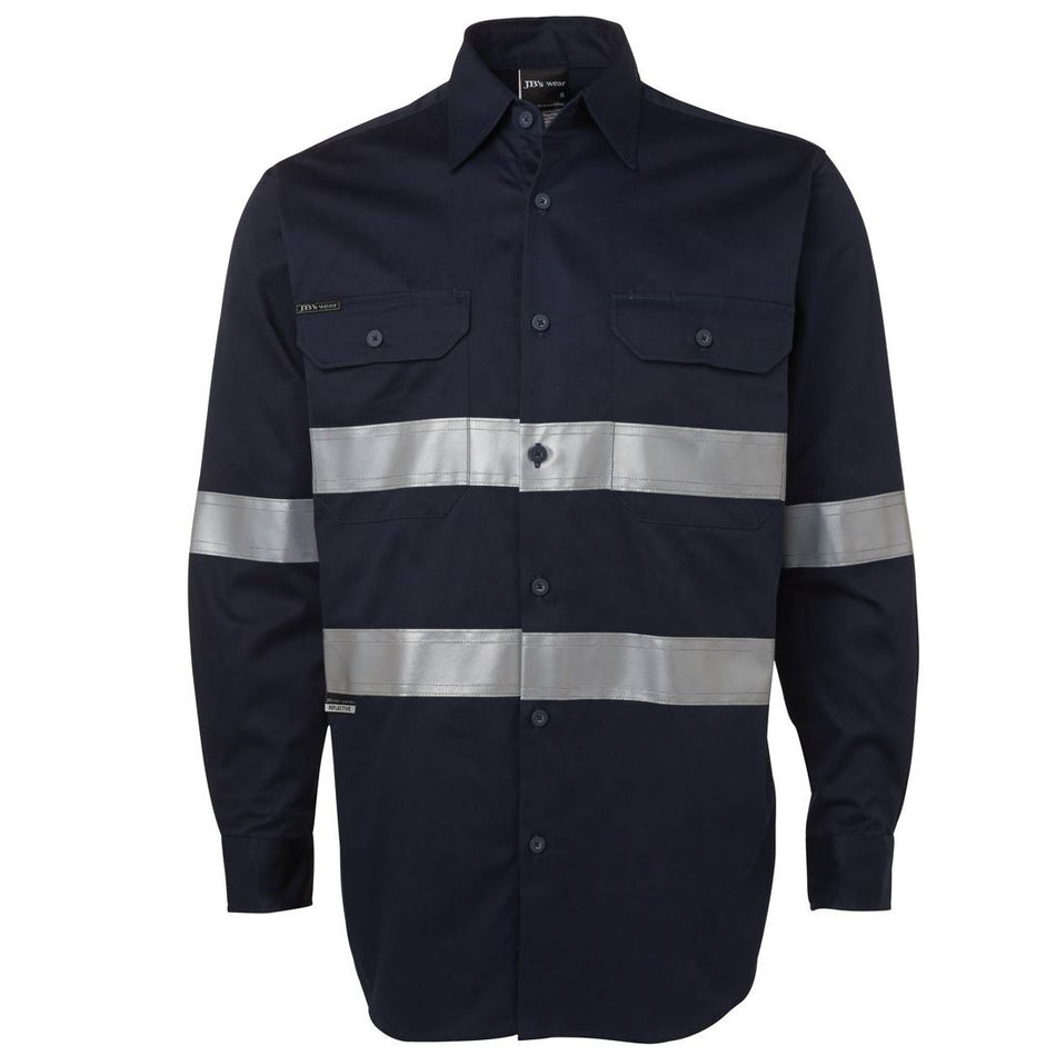 JB's Long Sleeve 190GSM Work Shirt With Reflective Tape (6HDNL) - Ace Workwear