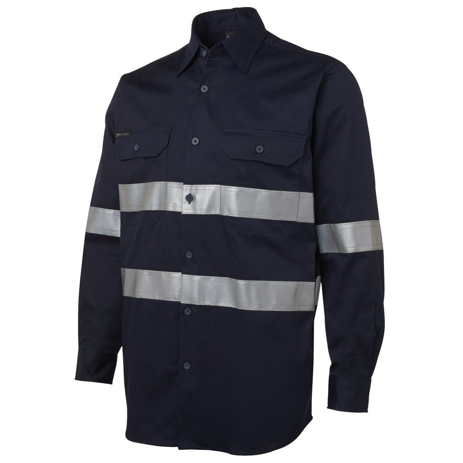 JB's Long Sleeve 190GSM Work Shirt With Reflective Tape (6HDNL) - Ace Workwear