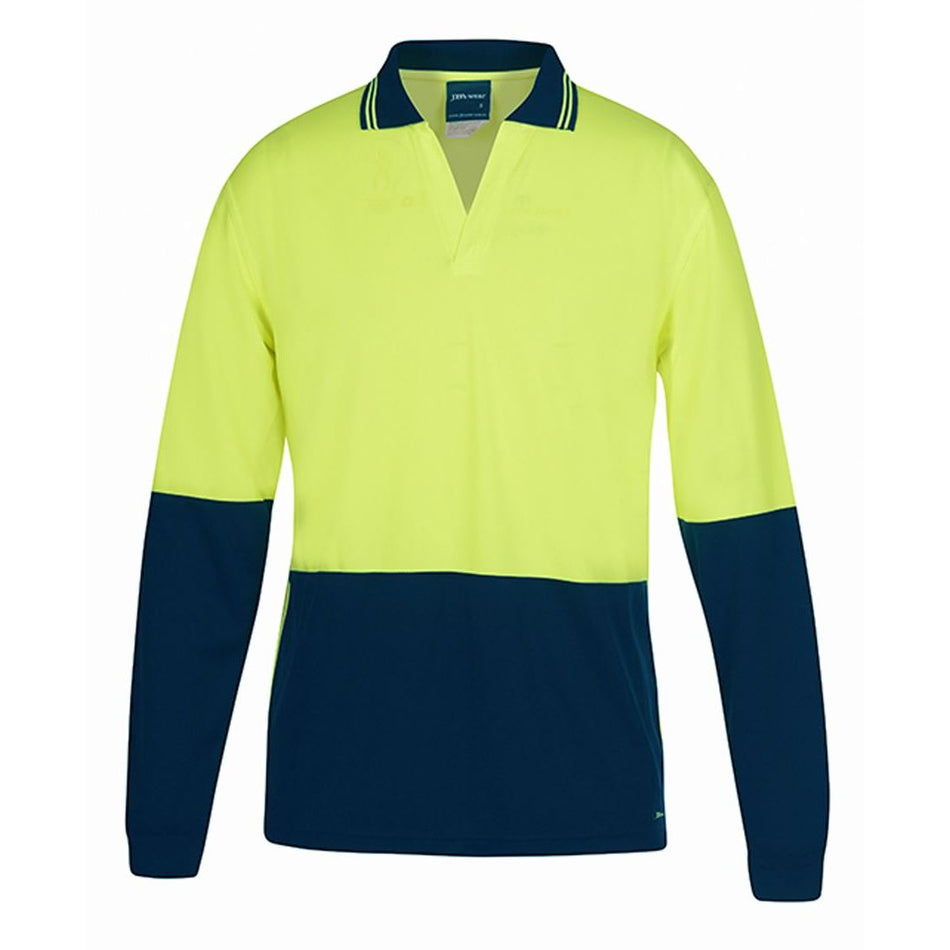 JB's Hi Vis Long Sleeve Non Button Polo (6HNBL) - Ace Workwear