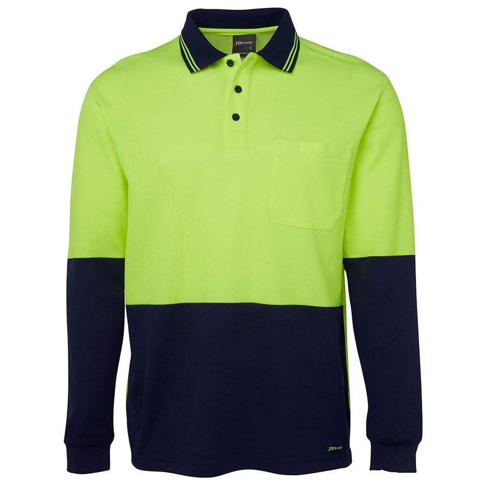 JB's Hi Vis Long Sleeve Cotton Back Polo (6HPL) - Ace Workwear