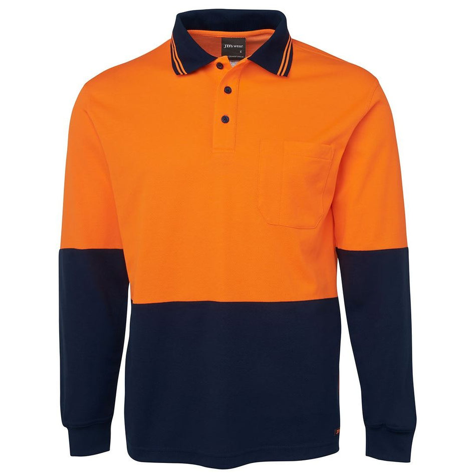 JB's Hi Vis Long Sleeve Cotton Back Polo (6HPL) - Ace Workwear