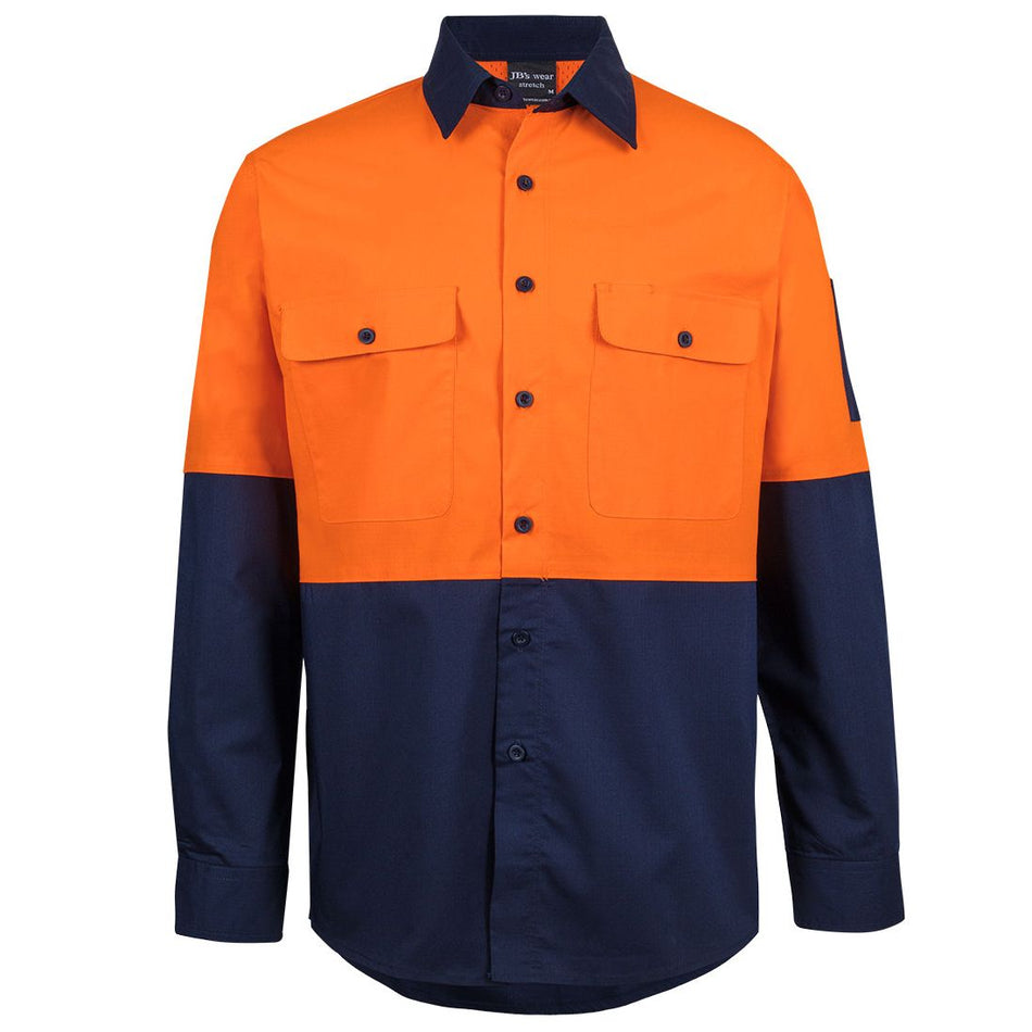 JB's Wear Hi VIs Class F Ripstop L/S Work Shirt (6HRFL)