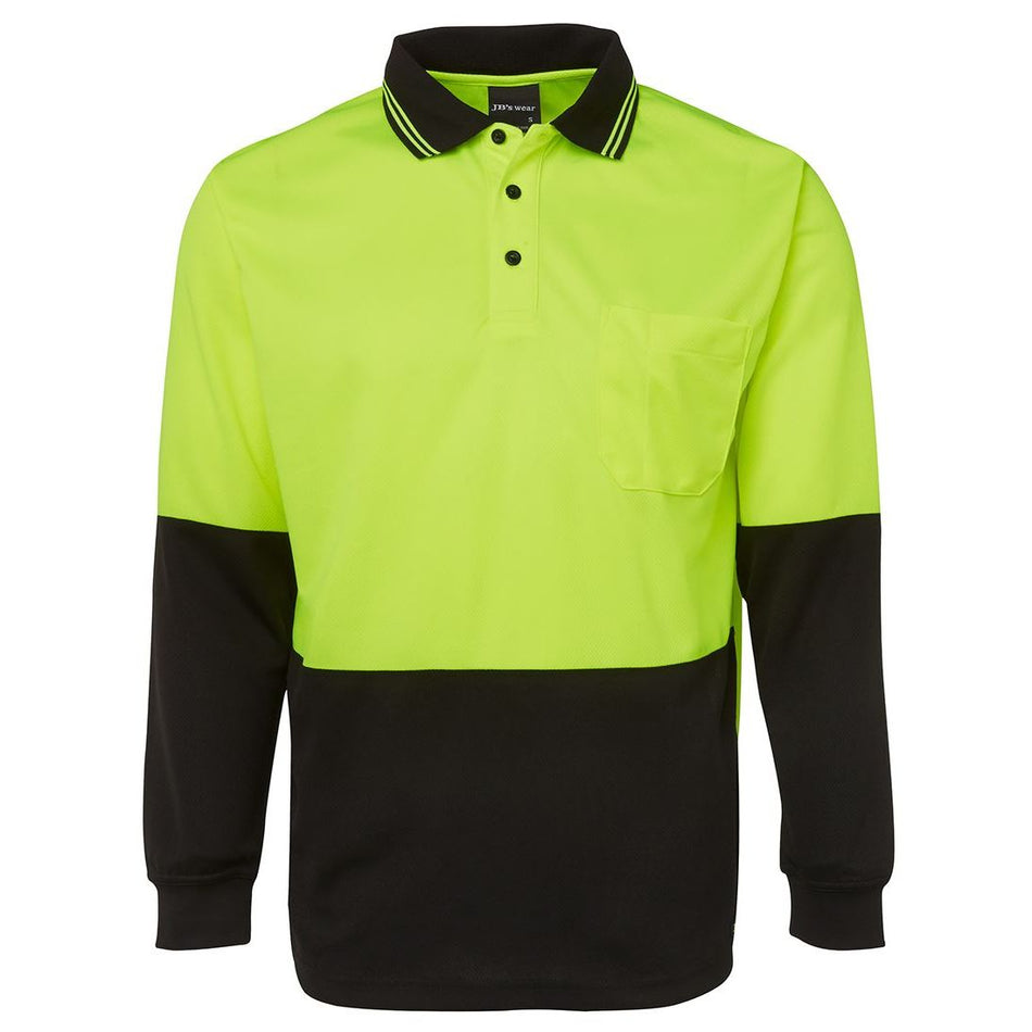 JB's Hi Vis Long Sleeve Traditional Polo (6HVPL) - Ace Workwear