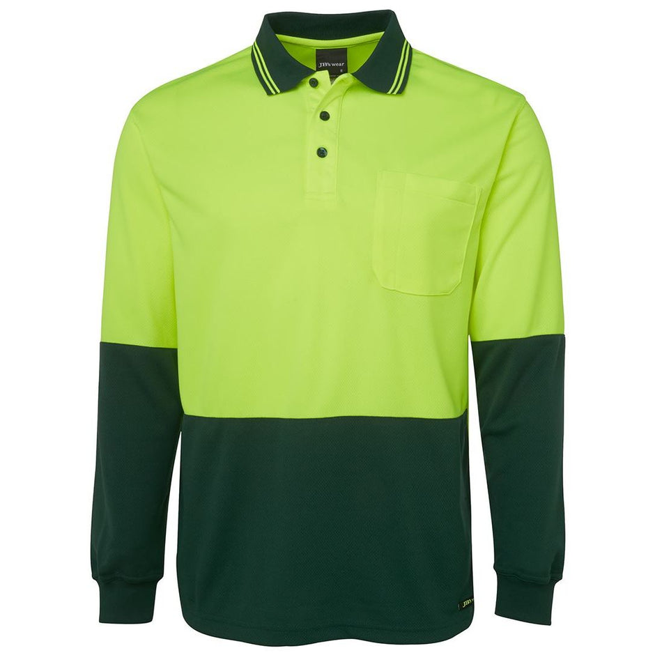 JB's Hi Vis Long Sleeve Traditional Polo (6HVPL) - Ace Workwear