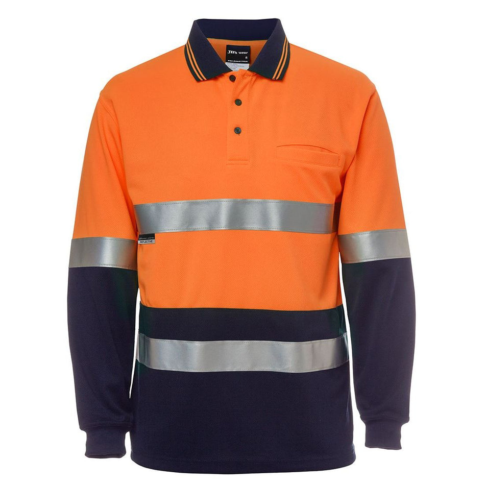 JB's Hi Vis Long Sleeve Day & Night Traditional Polo (6HVSL) - Ace Workwear