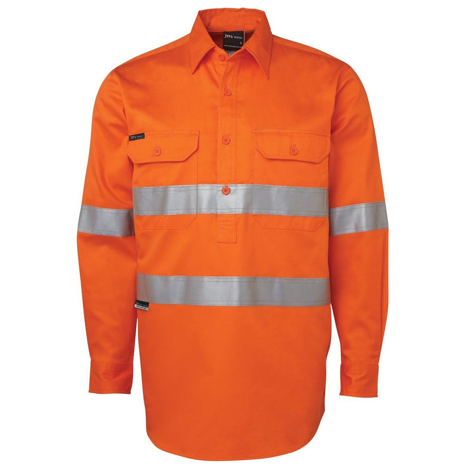 JB's Hi Vis Day & Night Close Front Long Sleeve 190GSM Work Shirt (6HWCF) - Ace Workwear