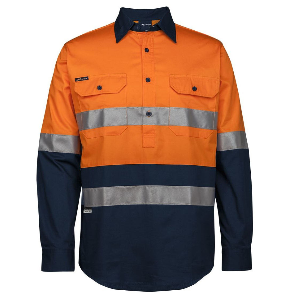 JB's Hi Vis Day & Night Close Front Long Sleeve 150GSM Work Shirt (6HWCS) - Ace Workwear