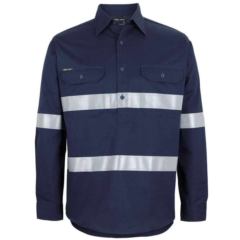 JB's Close Front Long Sleeve 150GSM Work Shirt Reflective Tape (6HWCT) - Ace Workwear