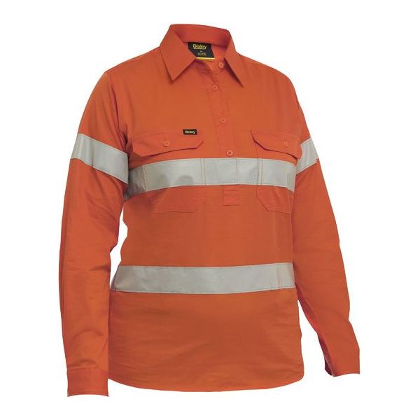 Bisley Women's Taped Hi Vis Cool Lightweight Closed Front Shirt (BLC6897T) - Ace Workwear