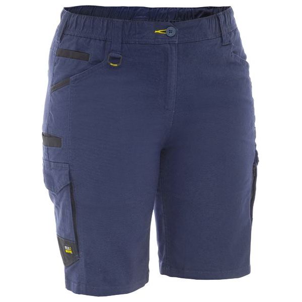 Bisley Women's Flx & Move Elastic Waist Stretch Cotton Canvas Cargo Short (BSHL1338) - Ace Workwear
