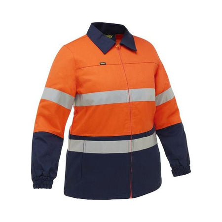 Bisley Women's Taped Hi Vis Drill Jacket With Cotton Quilted Lining (BKL6710T) - Ace Workwear