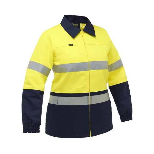Bisley Women's Taped Hi Vis Drill Jacket With Cotton Quilted Lining (BKL6710T) - Ace Workwear