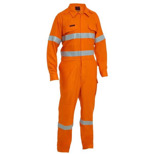 Bisley Apex 160/185 Taped Hi Vis FR Ripstop Vented Coverall With Waist Zip Opening (BC8479T) - Ace Workwear