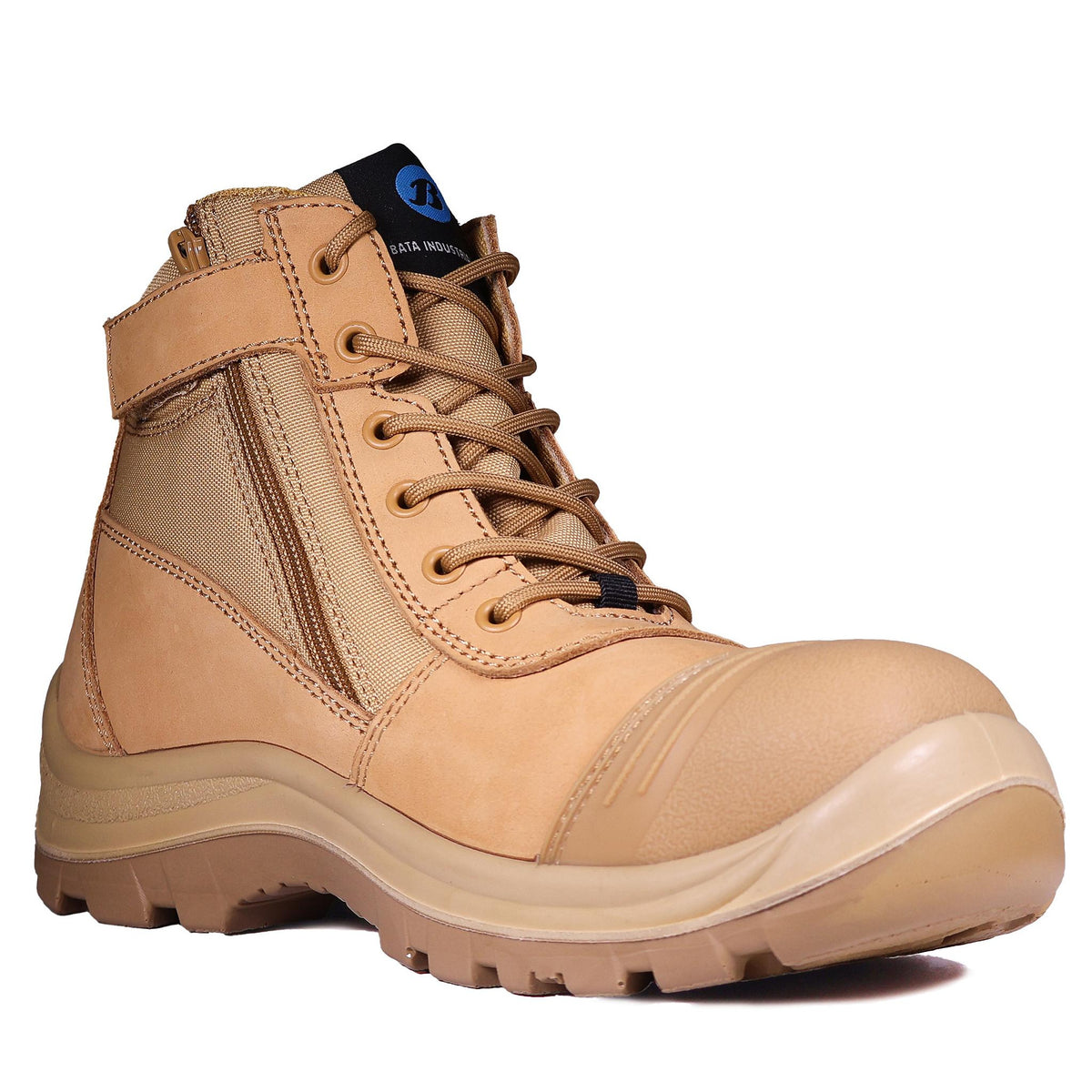 Bata Trademate Wheat Zip Sided Lace Up Safety Boot With Scuff Cap (804-88808) - Ace Workwear