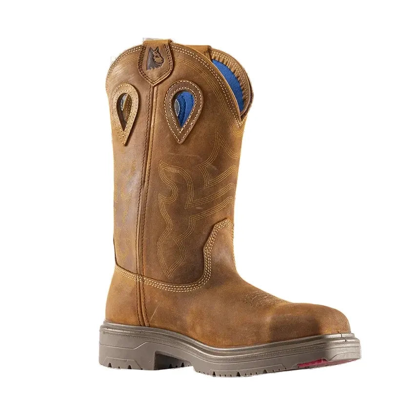 Steel Blue Distressed Brown Blue Heeler Slip On Soft Toe Safety Boots (810945) (Pre Order) - Ace Workwear