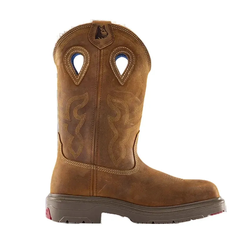 Steel Blue Distressed Brown Blue Heeler Slip On Soft Toe Safety Boots (810945) (Pre Order) - Ace Workwear