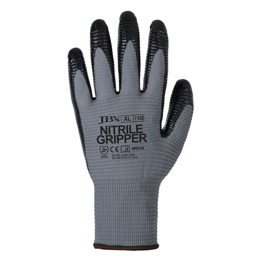 JB's Nitrile Gripper Glove - Pack of 12 (8R034) - Ace Workwear
