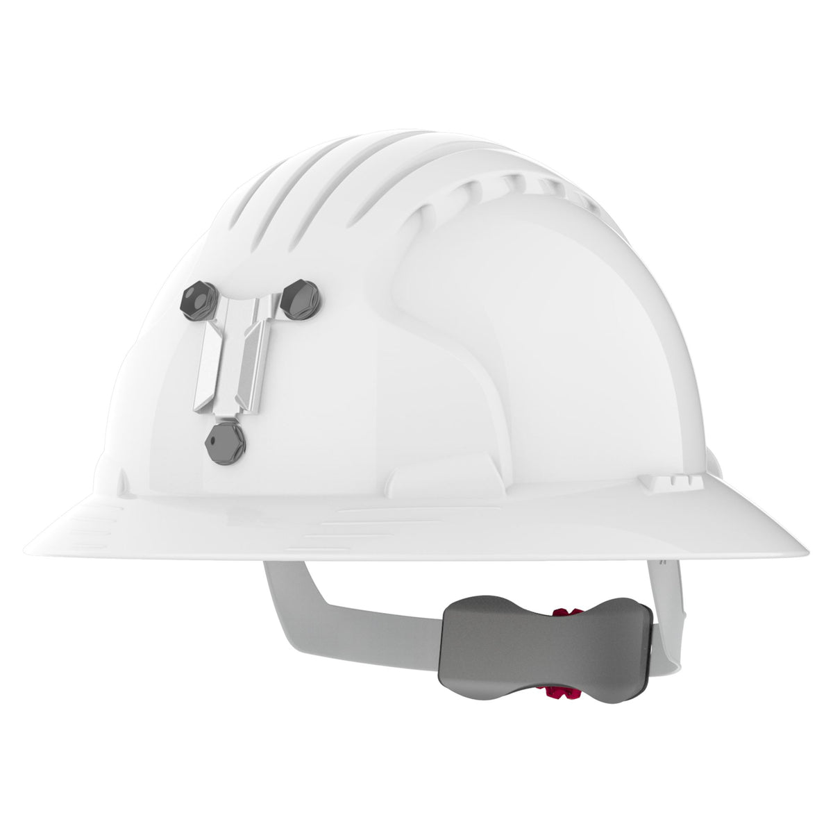 JSP Evo 6100 Full Brim Unvented Hard Hat With Miners Cap Attachment White (AJP179-300-1AN) - Ace Workwear