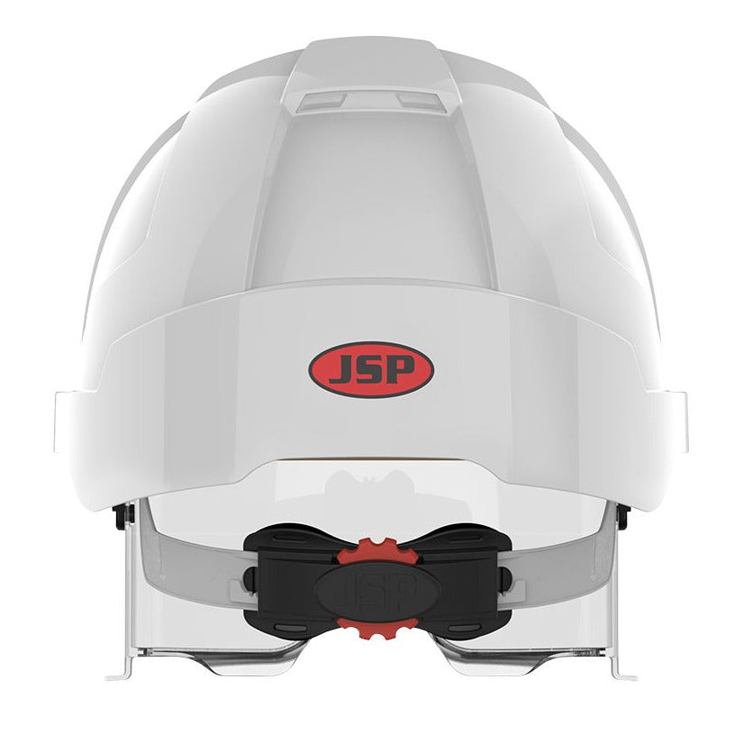 JSP Evo Vista Lens Non Vented White/Smoke Helmet - Wheel Ratchet - Clear Lens (AMA170-005-FAN) - Ace Workwear