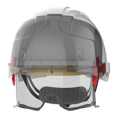 JSP Evo Vista Lens Vented White/Smoke Helmet - Wheel Ratchet - Clear Lens (AMB170-005-FAN) - Ace Workwear