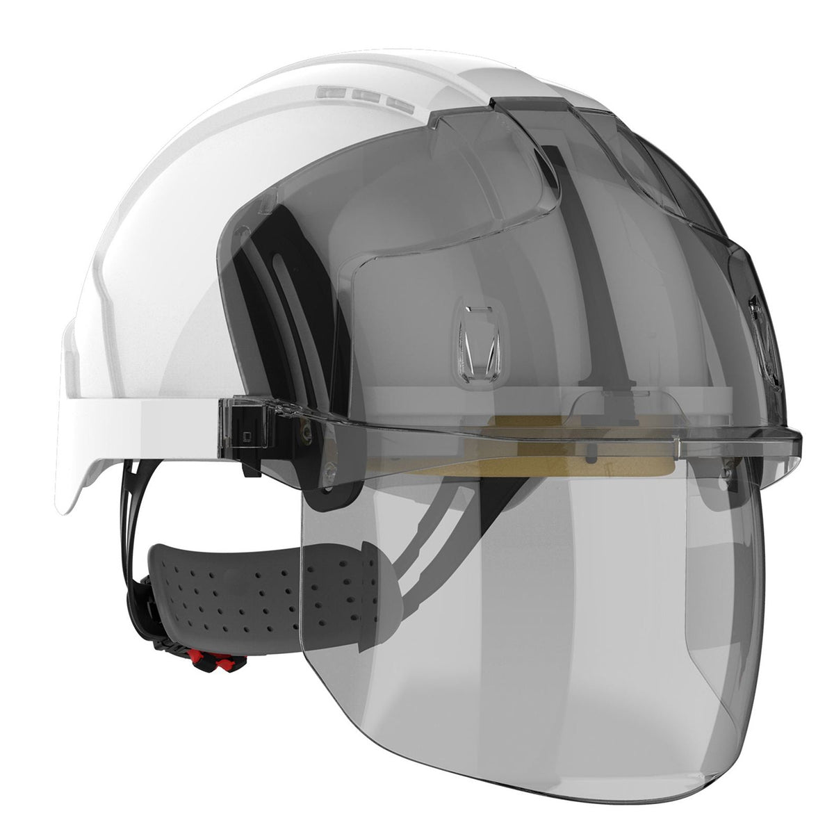 JSP Evo Vista Shield Non Vented White/Smoke Helmet - Wheel Ratchet - Clear Visor (AMC170-005-FAN) - Ace Workwear
