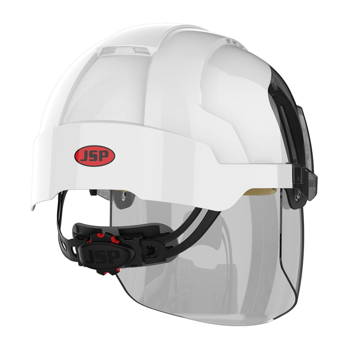 JSP Evo Vista Shield Non Vented White/Smoke Helmet - Wheel Ratchet - Clear Visor (AMC170-005-FAN) - Ace Workwear