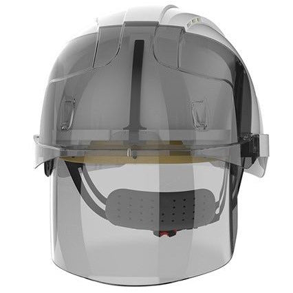 JSP Evo Vista Shield Vented White/Smoke Helmet - Wheel Ratchet - Clear Visor (AMD170-005-FAN) - Ace Workwear