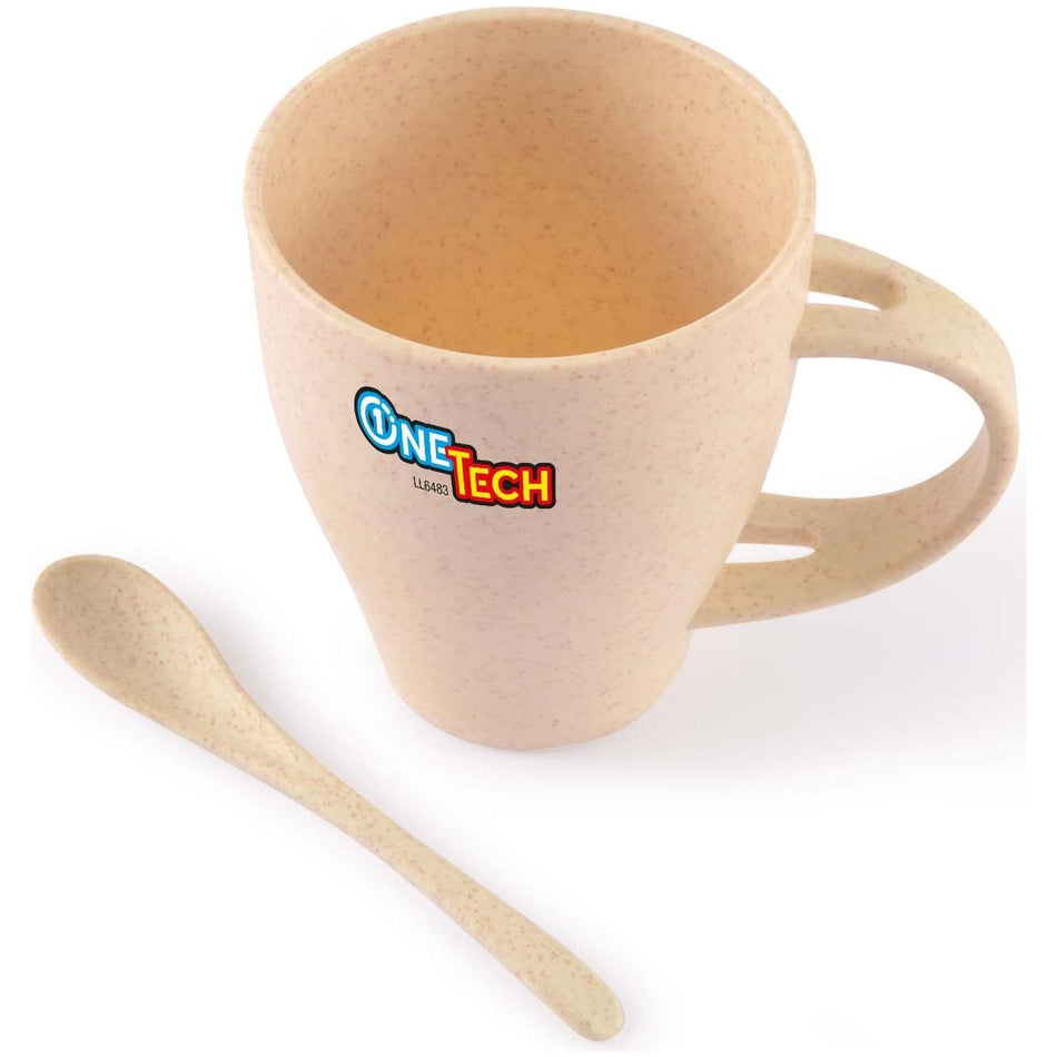 Avenue Wheat Fibre Cup And Spoon (Carton of 100pcs) (LL6483) - Ace Workwear