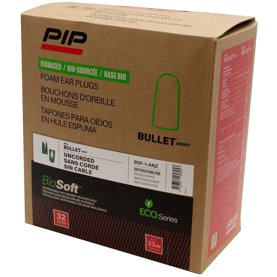 PIP Mega Bullet Biosoft™ Earplugs Class 5 Uncorded (Box of 200) (BSF-1-ANZ) - Ace Workwear