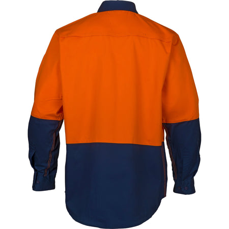 Tradesman Hi Vis Long Sleeve Closed Front Cotton Drill Shirt (CF73) - Ace Workwear