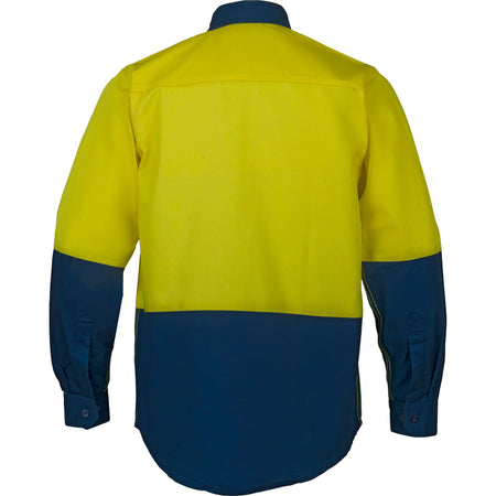 Tradesman Hi Vis Long Sleeve Closed Front Cotton Drill Shirt (CF73) - Ace Workwear