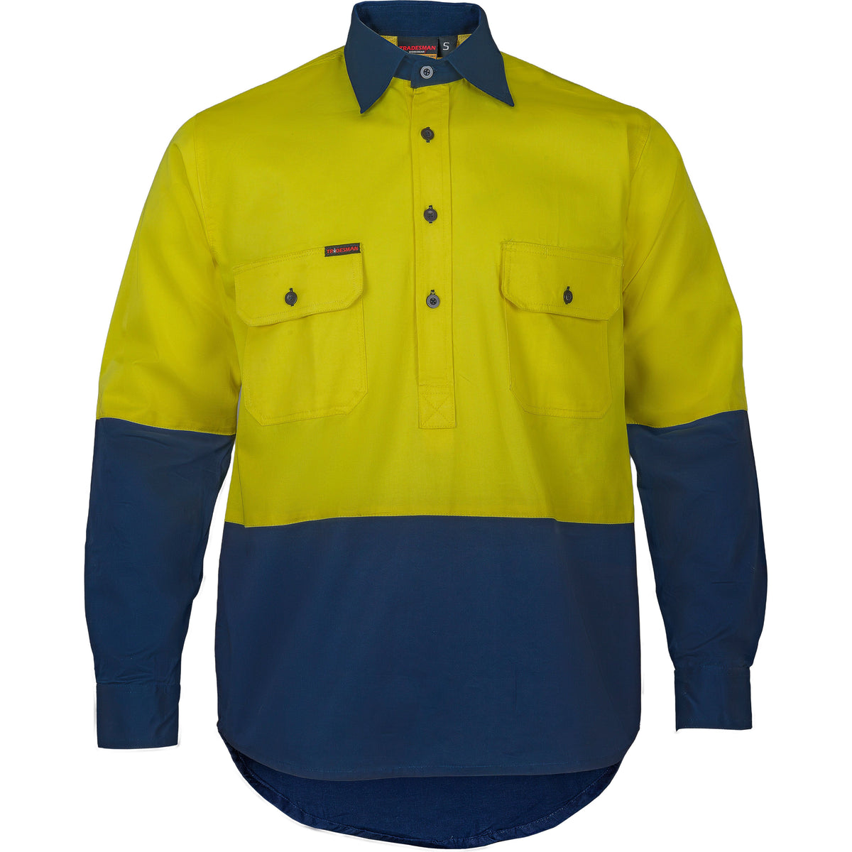 Tradesman Hi Vis Long Sleeve Closed Front Cotton Drill Shirt (CF73) - Ace Workwear