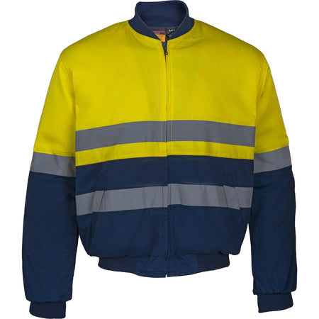 Tradesman Hi Vis Cotton Drill Bomber Jacket With Reflective Tape (CJ20) - Ace Workwear