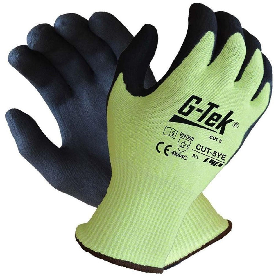G-Tek Cut 5 Hi Vis Gloves - Carton of 72 (CUT-5YE) - Ace Workwear
