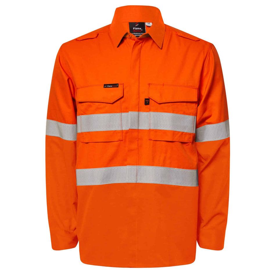 Workcraft Flamebuster HRC2 Hi Vis Reflective Shirt With Guesset Sleeves (FSV035) - Ace Workwear