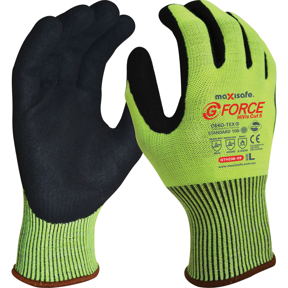 Maxisafe G-Force Hi-Vis Cut D Glove - Carton of 120 (GTH238) - Ace Workwear