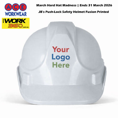 JB's Push-Lock Safety Helmet With 1 Front Full Colour Fusion Print - 20pcs - Ace Workwear