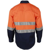 Tradesman Hi Vis Cotton Drill Long Sleeve Shirt With Reflective Tape (C93)