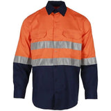 Tradesman Hi Vis Cotton Drill Long Sleeve Shirt With Reflective Tape (C93)