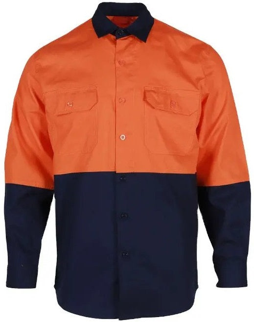 Tradesman Hi Vis Cotton Drill Long Sleeve Shirt (C83)