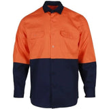 Tradesman Hi Vis Cotton Drill Long Sleeve Shirt (C83)